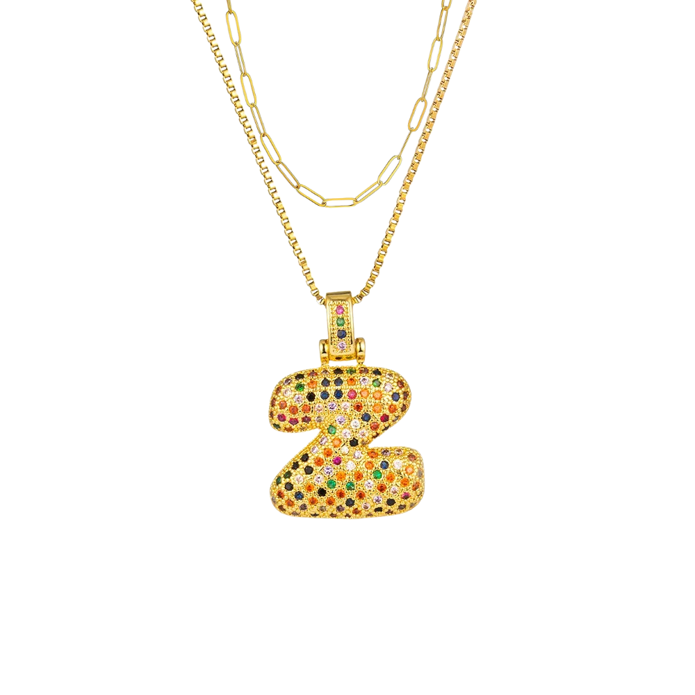 2pc Initial Bubble Necklace Set