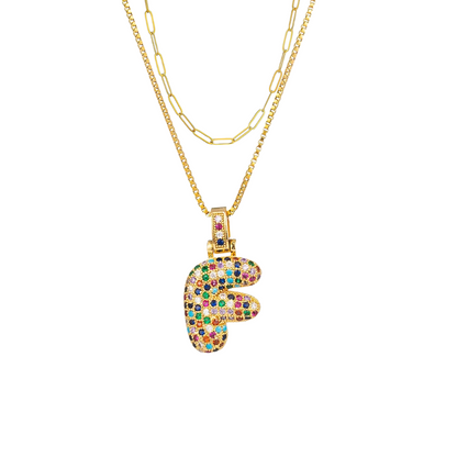 2pc Initial Bubble Necklace Set