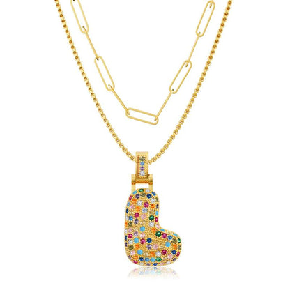 2pc Initial Bubble Necklace Set