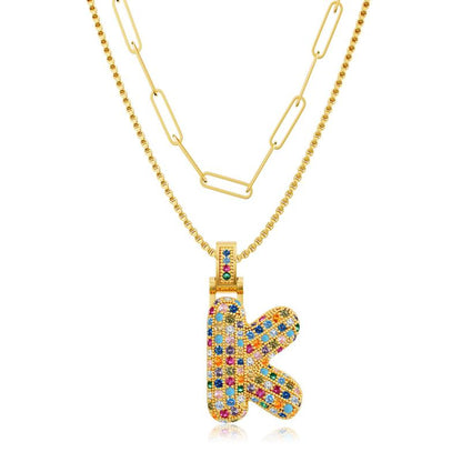 2pc Initial Bubble Necklace Set