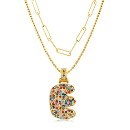 2pc Initial Bubble Necklace Set
