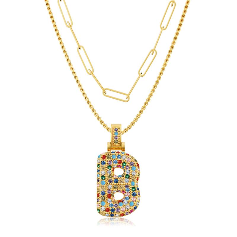 2pc Initial Bubble Necklace Set