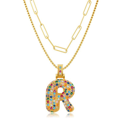 2pc Initial Bubble Necklace Set