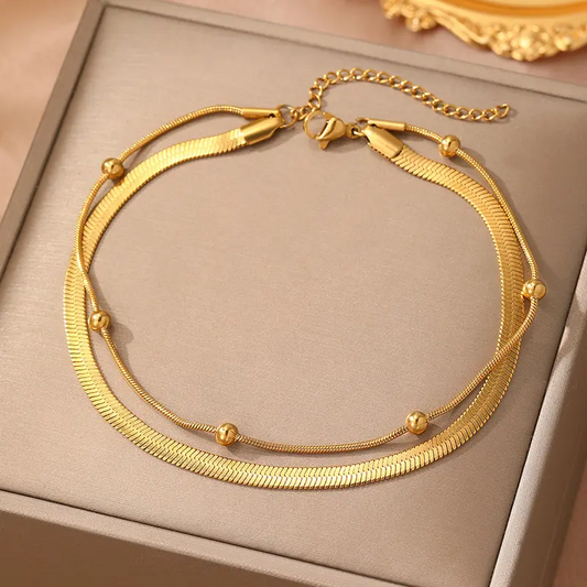 2pc Snake Bone Pattern Anklet Set