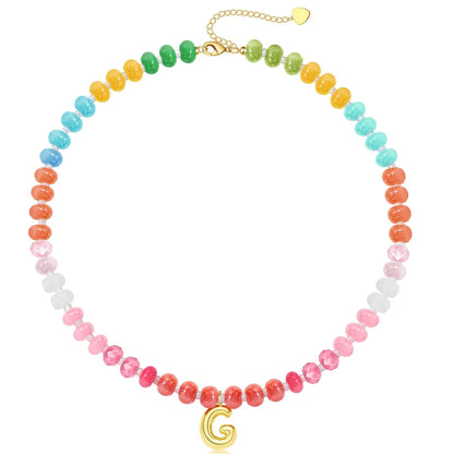 Initial Natural Stone Necklace
