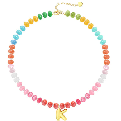 Initial Natural Stone Necklace