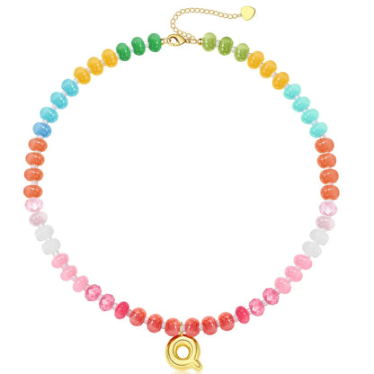 Initial Natural Stone Necklace