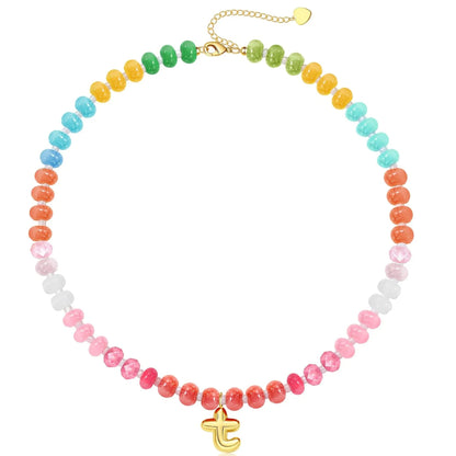 Initial Natural Stone Necklace