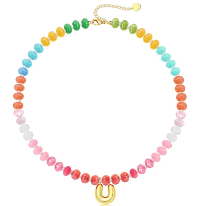 Initial Natural Stone Necklace