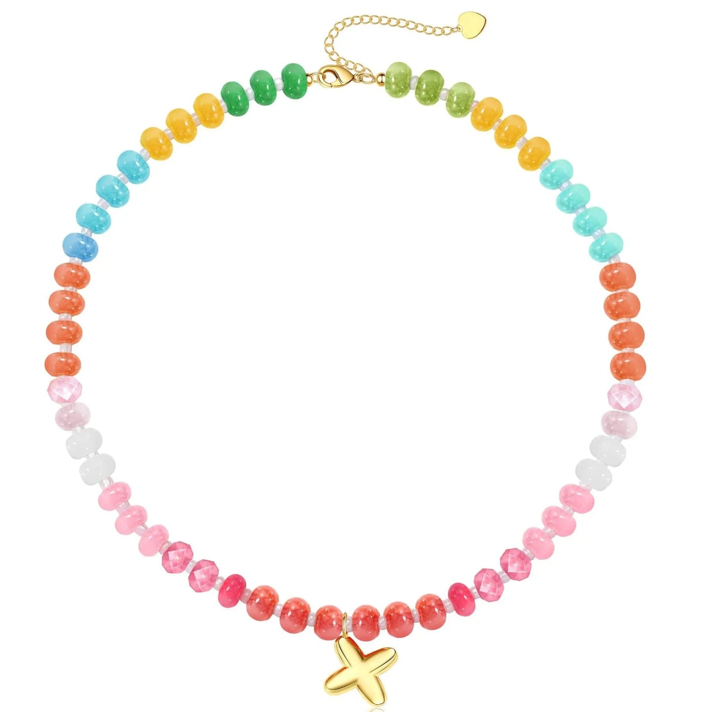 Initial Natural Stone Necklace
