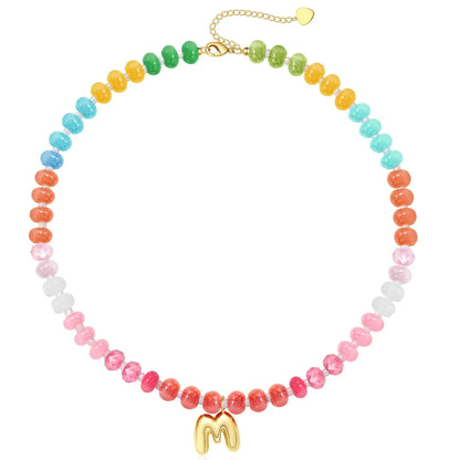 Initial Natural Stone Necklace